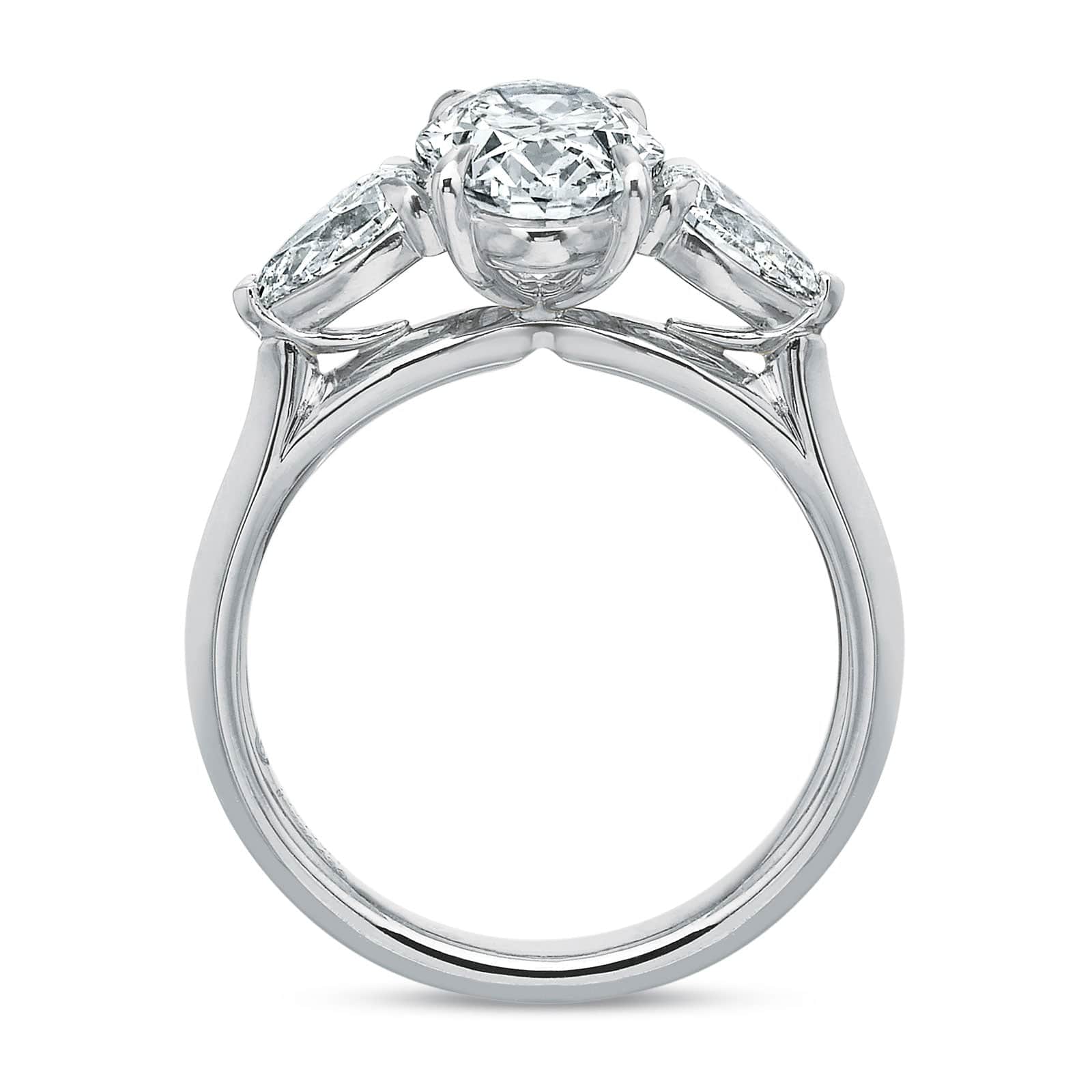 Platinum Oval Diamond with Pear Sides Engagement Ring Setting - Image 3