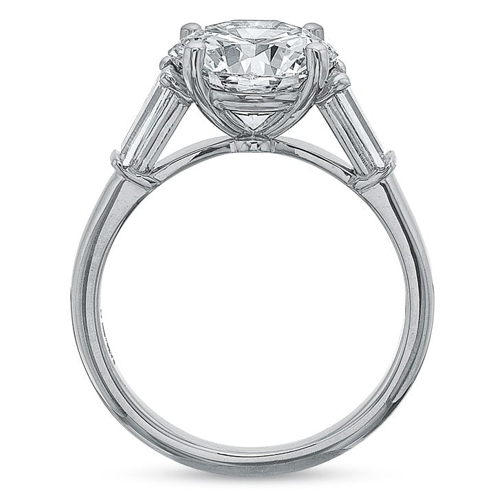 Platinum Low Profile 3 Stone Mounting Engagement Ring Setting - Image 2