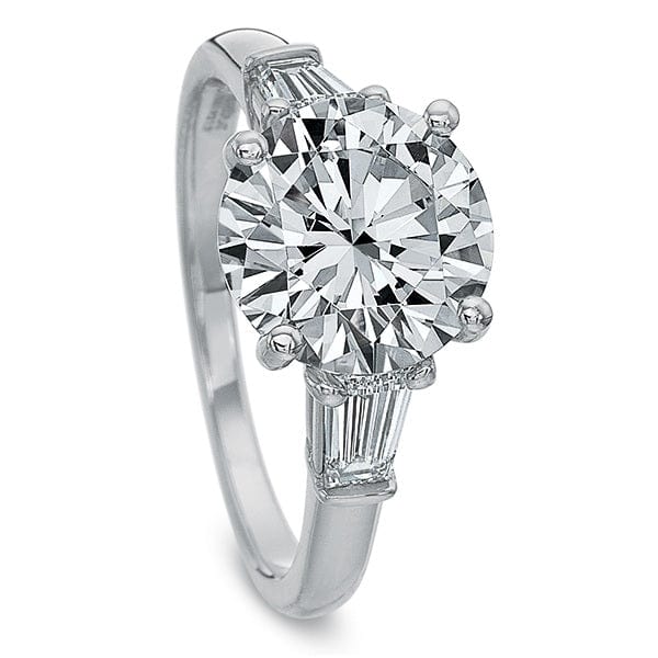 Platinum Low Profile 3 Stone Mounting Engagement Ring Setting - Image 3