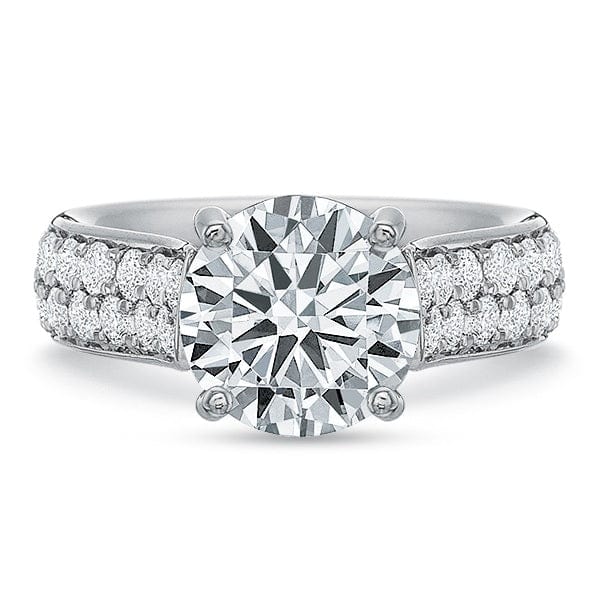 Platinum 2 Row Pave Diamond Engagement Ring Setting