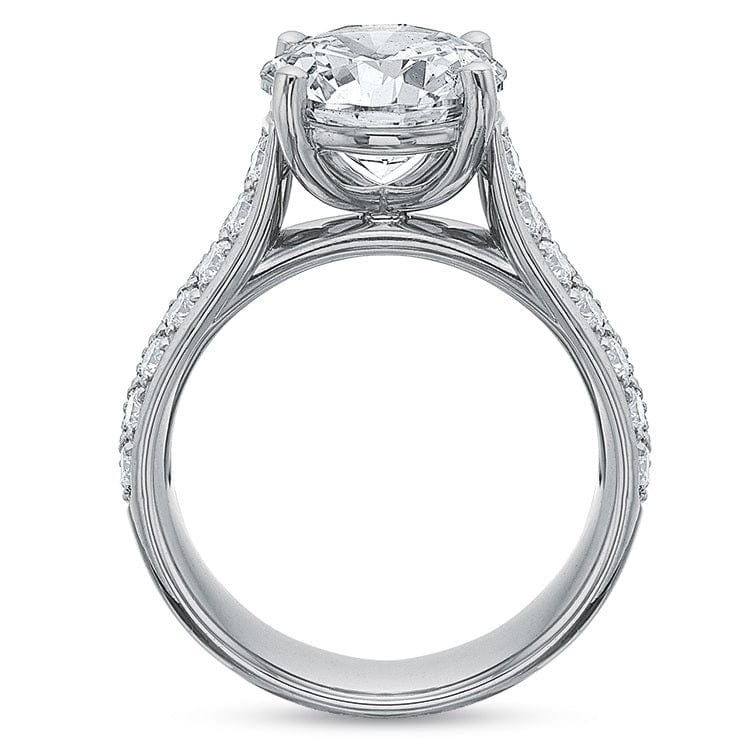 Platinum 2 Row Pave Diamond Engagement Ring Setting - Image 2