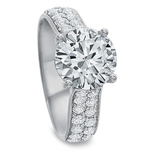 Platinum 2 Row Pave Diamond Engagement Ring Setting - Image 3