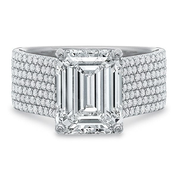 Platinum 7 Row Pave Diamond Engagement Ring Setting