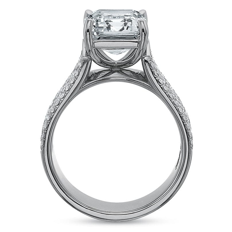 Platinum 7 Row Pave Diamond Engagement Ring Setting - Image 2