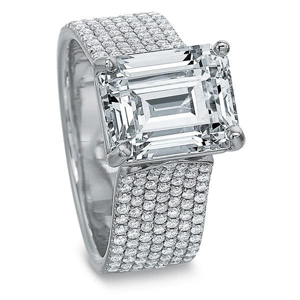 Platinum 7 Row Pave Diamond Engagement Ring Setting - Image 3