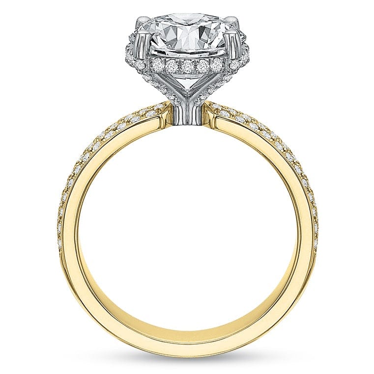18K Yellow Gold and Platinum 4 Prong Round Center Engagement Ring Setting - Image 2