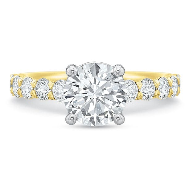 18K Yellow Gold and Platinum Grand Aire Round Center Engagement Ring Setting