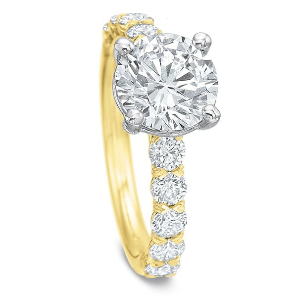 18K Yellow Gold and Platinum Grand Aire Round Center Engagement Ring Setting - Image 3