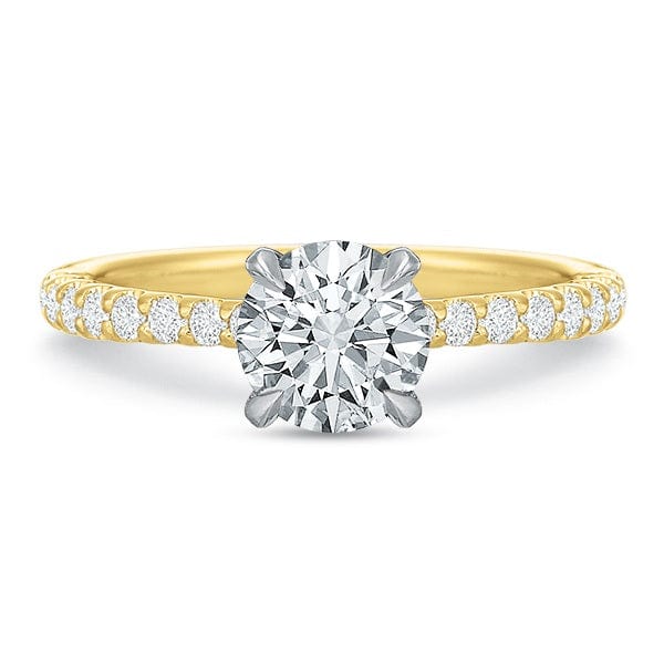 18K Yellow Gold and Platinum New Aire Round Center Engagement Ring Setting