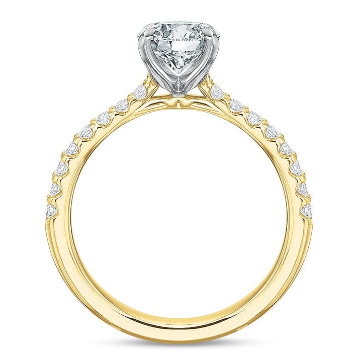 18K Yellow Gold and Platinum New Aire Round Center Engagement Ring Setting - Image 2