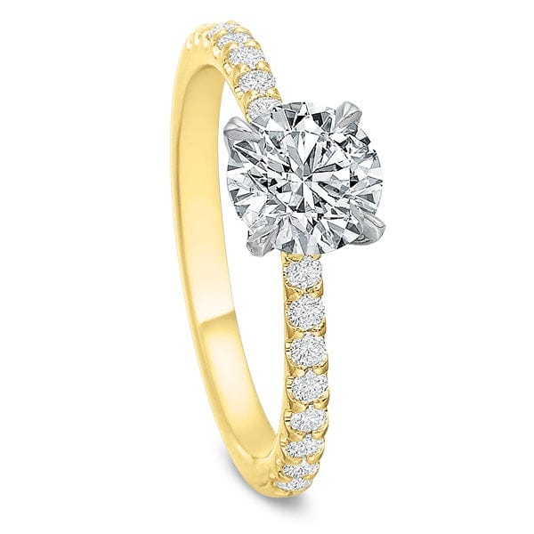 18K Yellow Gold and Platinum New Aire Round Center Engagement Ring Setting - Image 3