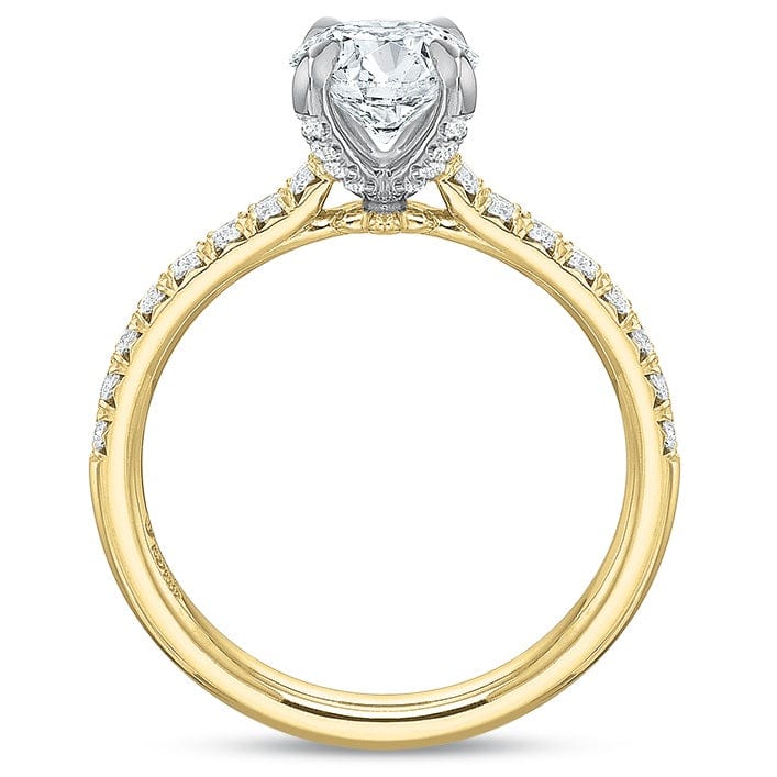 18K Yellow Gold and Platinum New Aire Round Center Engagement Ring Setting - Image 2