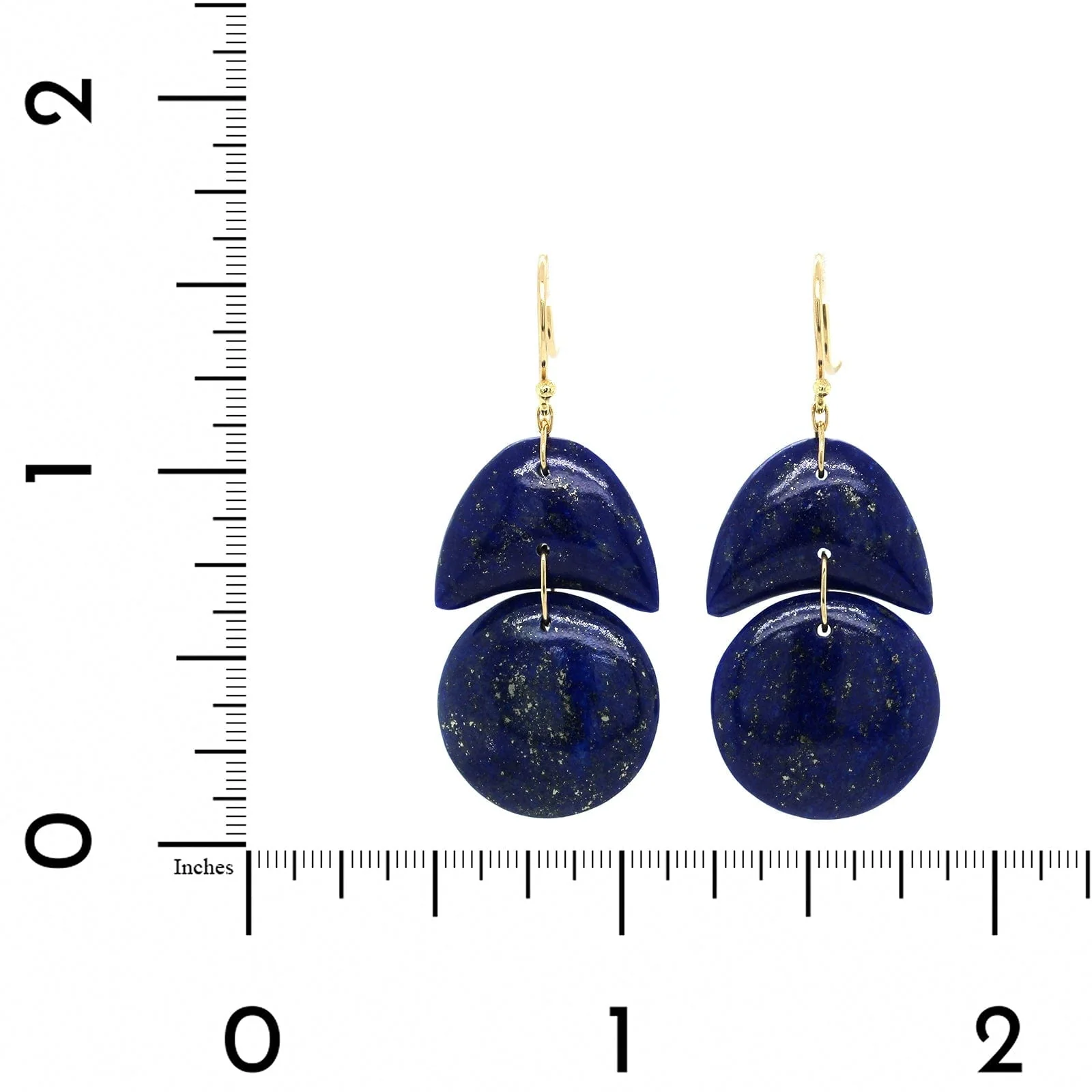 18K Yellow Gold Lapis Tiny Arp Earrings - Image 2