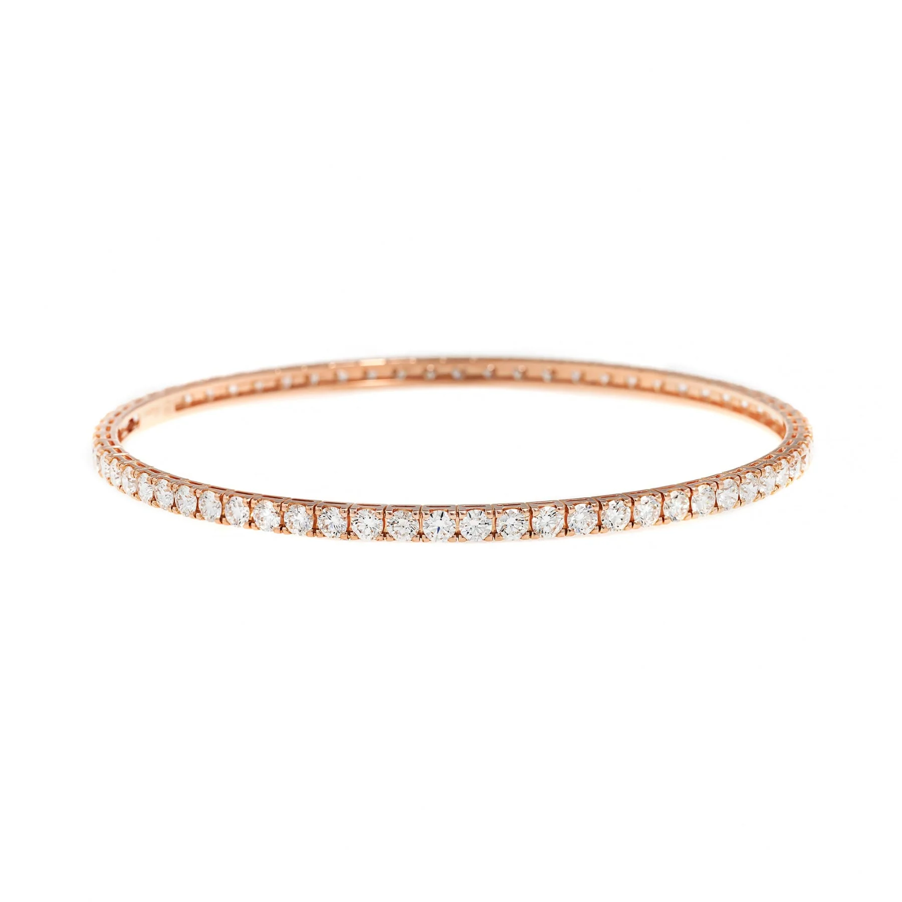 Leo Pizzo 18K Rose Gold Diamond Line Bangle Bracelet
