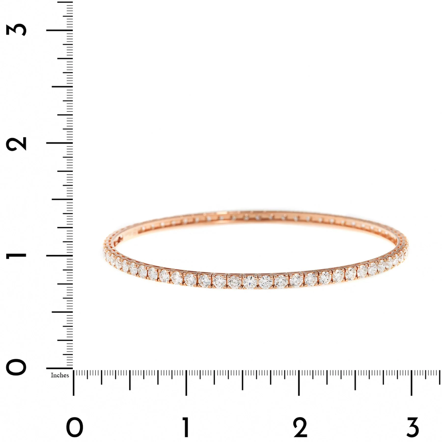 Leo Pizzo 18K Rose Gold Diamond Line Bangle Bracelet - Image 3