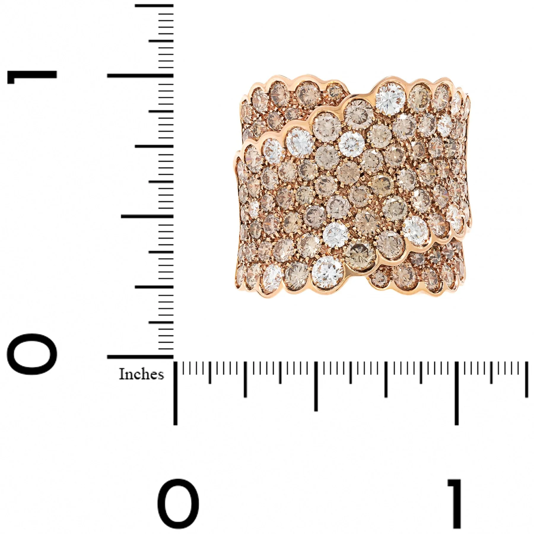 Leo Pizzo 18K Rose Gold Pave Brown and White Diamond Wide X Ring - Image 4