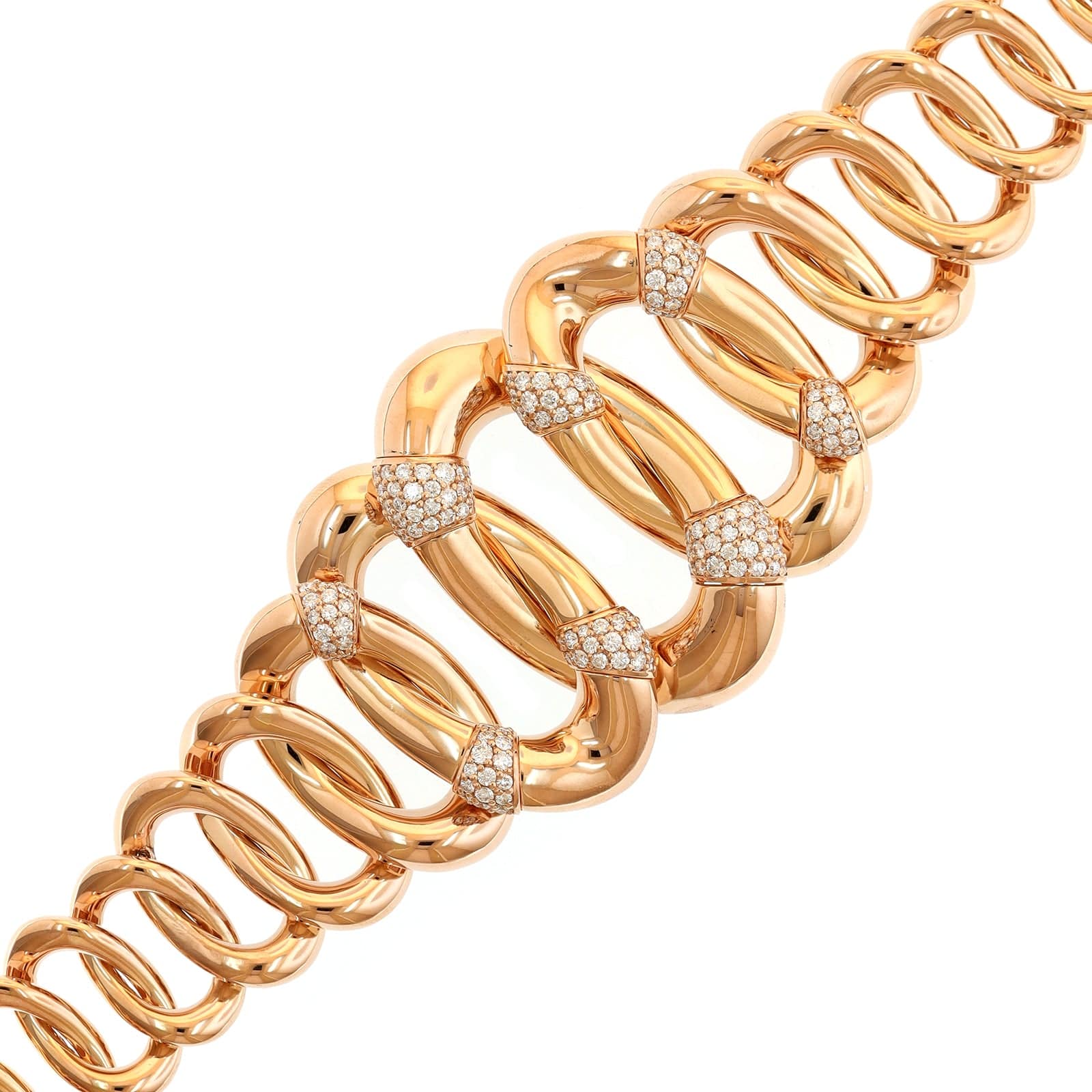Leo Pizzo 18K Rose Gold Pave Diamond Link Bracelet - Image 2