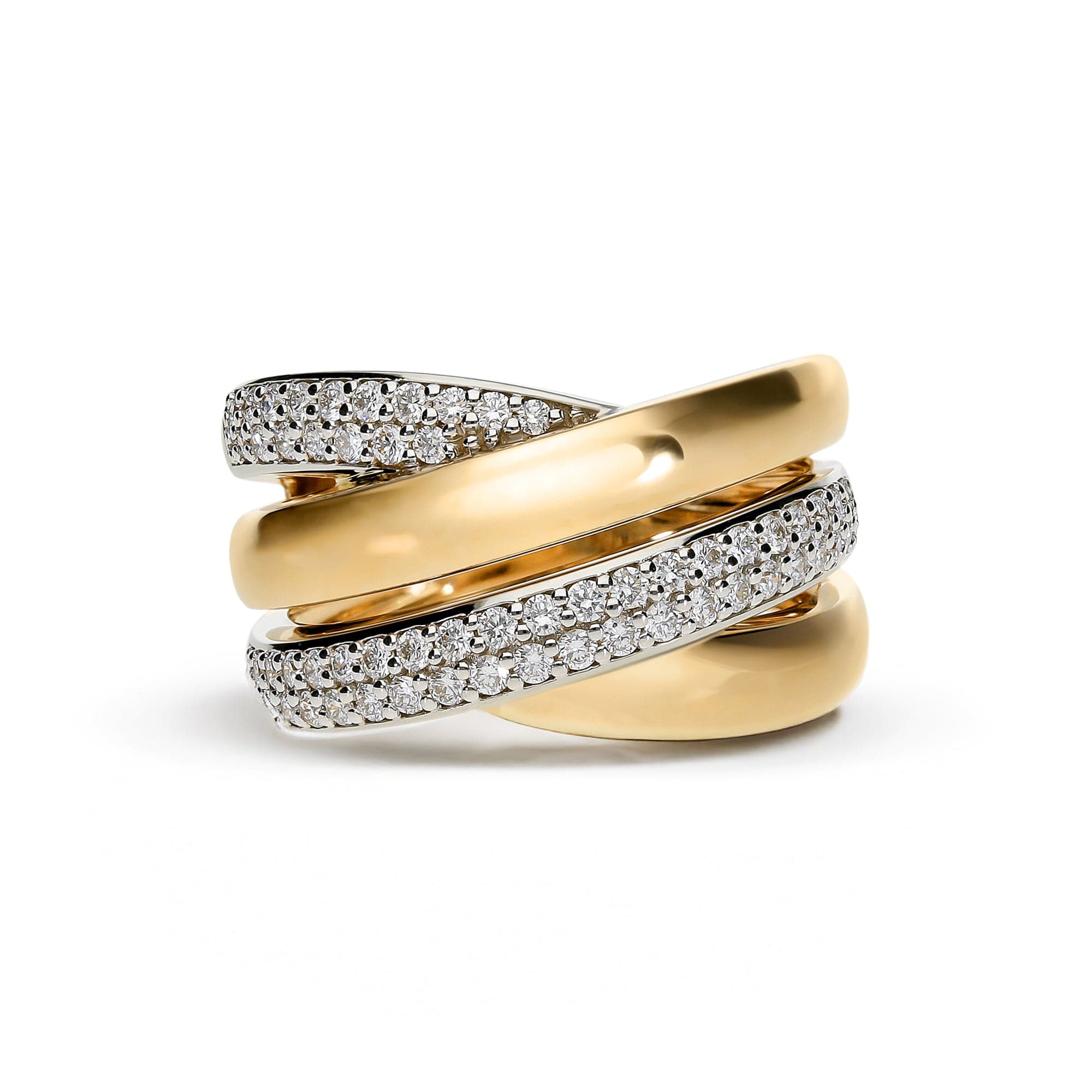 Leo Pizzo 18K Two-Tone Gold 4 Row Pave Diamond Ring