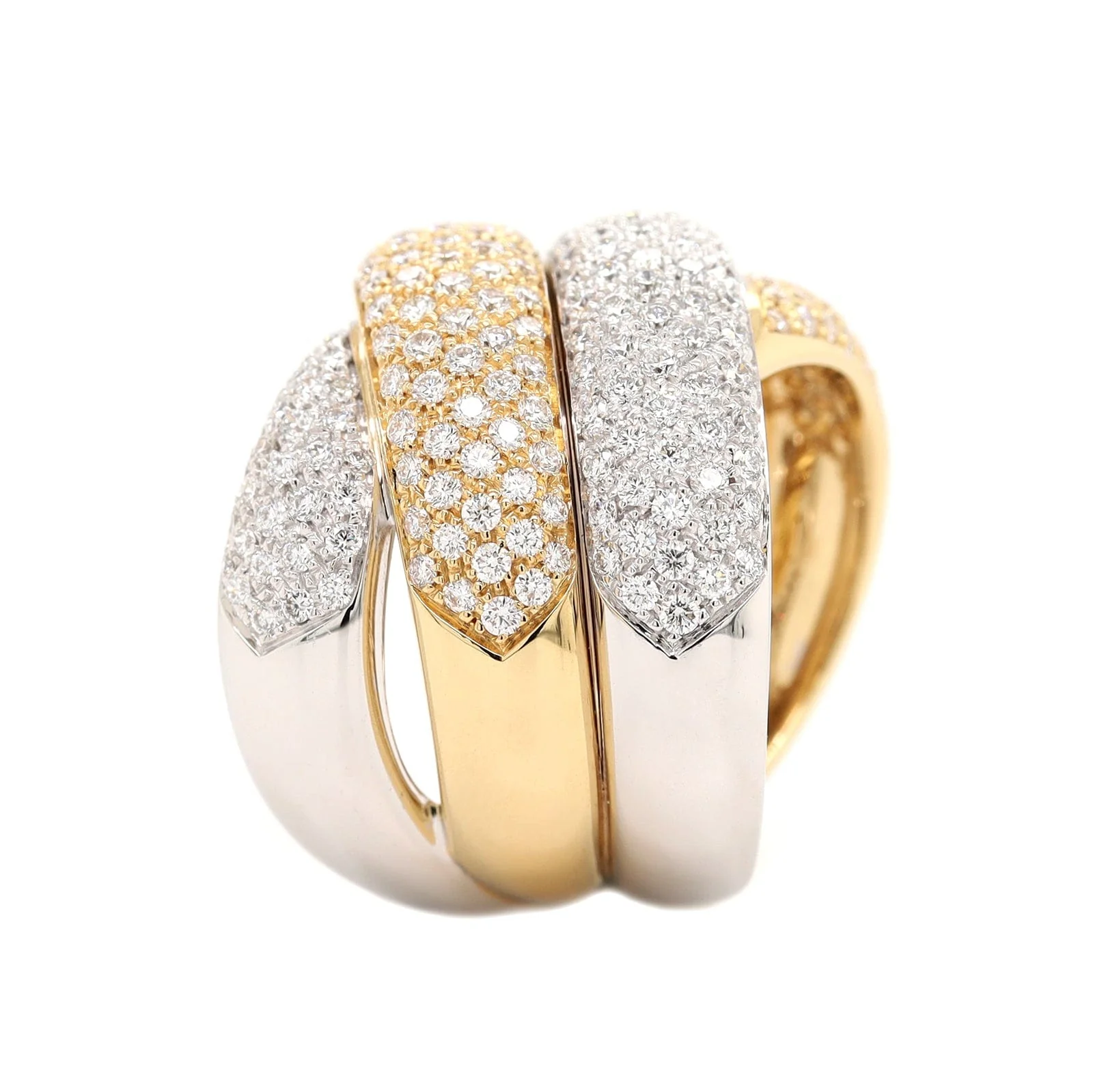Leo Pizzo 18K Two-Tone Gold 4 Row Wide Pave Diamond Ring - Image 2