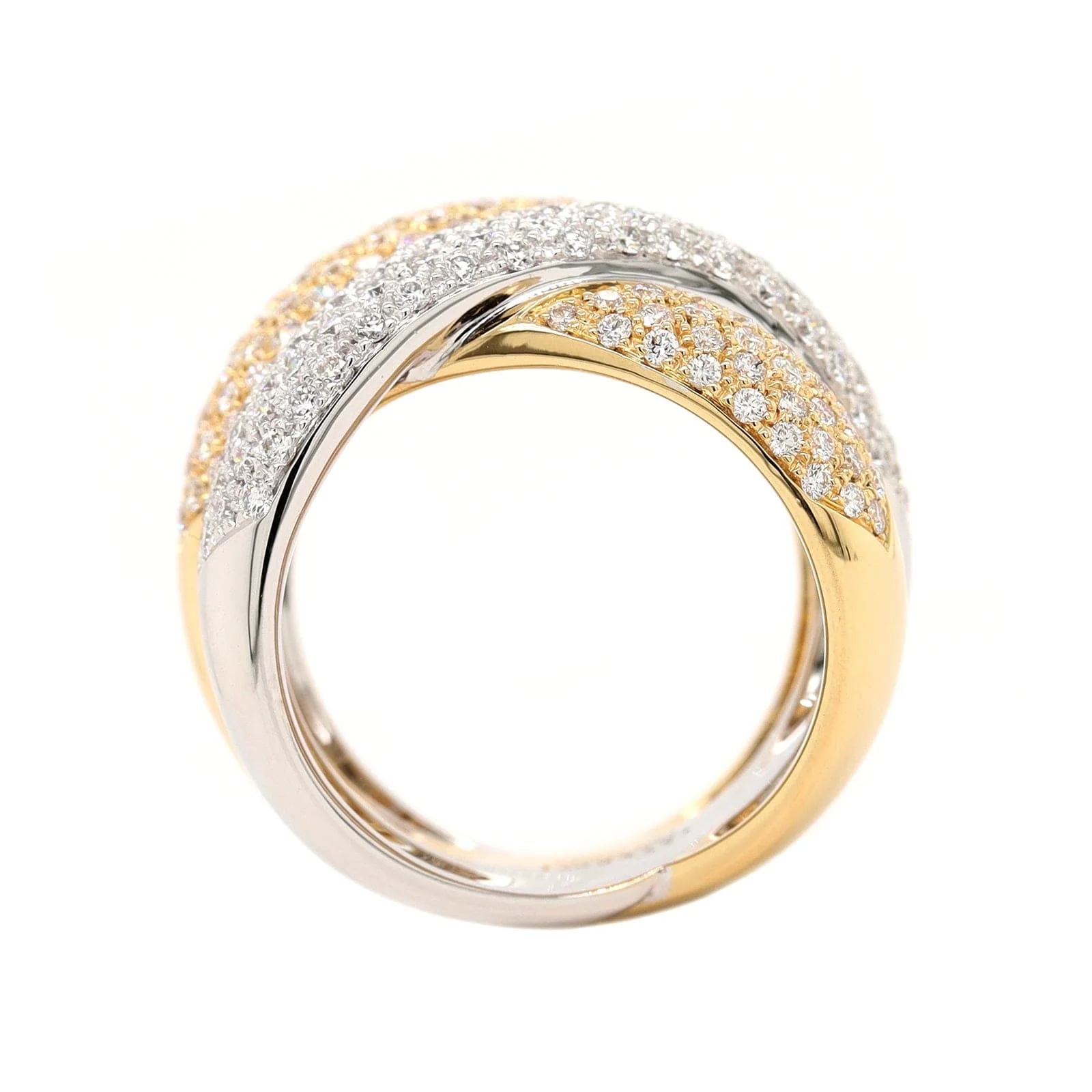 Leo Pizzo 18K Two-Tone Gold 4 Row Wide Pave Diamond Ring - Image 3