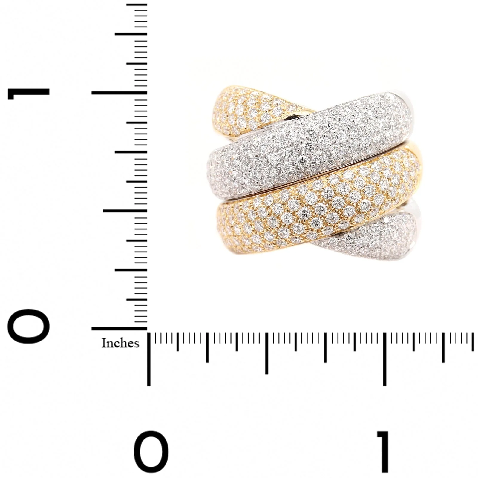Leo Pizzo 18K Two-Tone Gold 4 Row Wide Pave Diamond Ring - Image 4