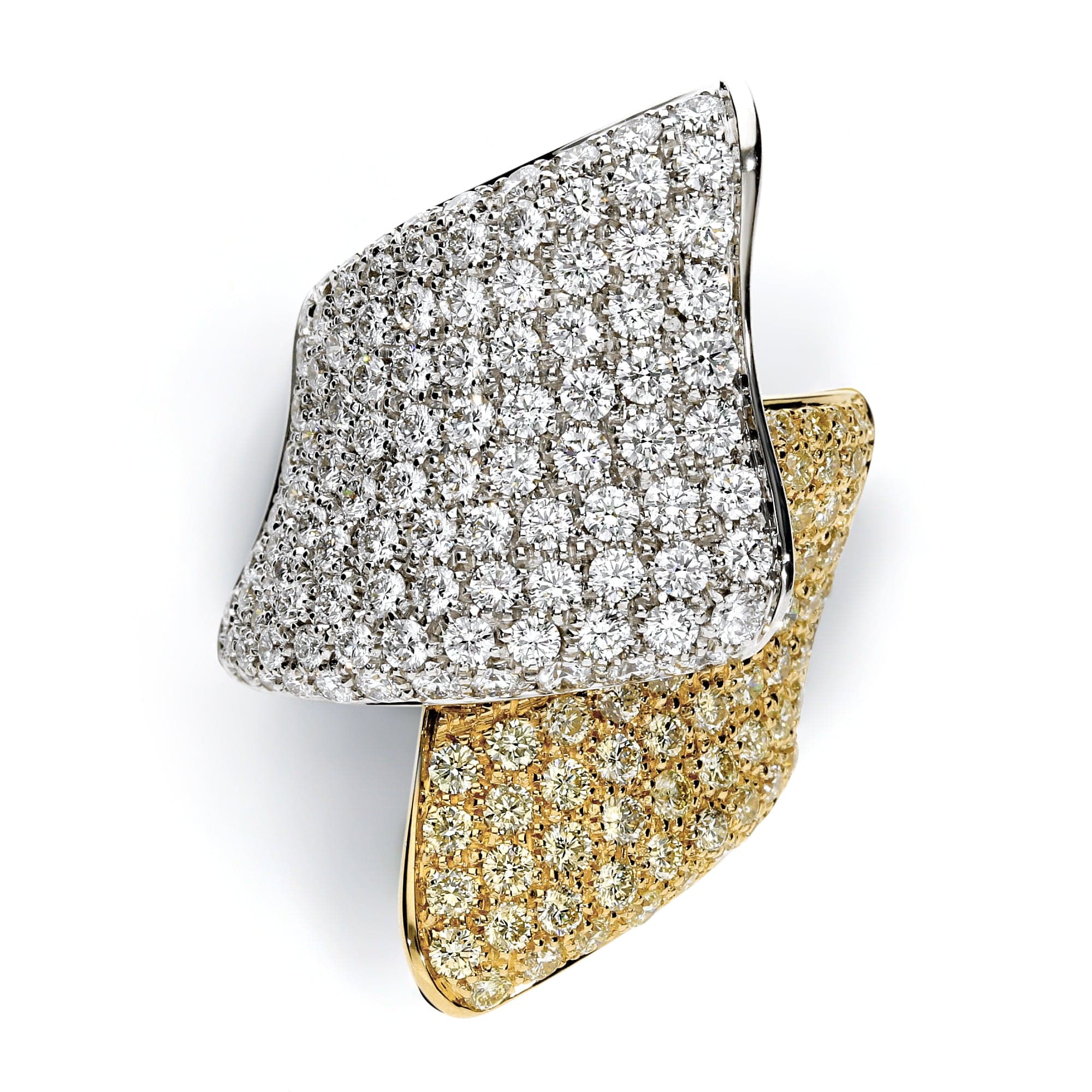 Leo Pizzo 18K Two-Tone Gold Pave Diamond Leaf Ring
