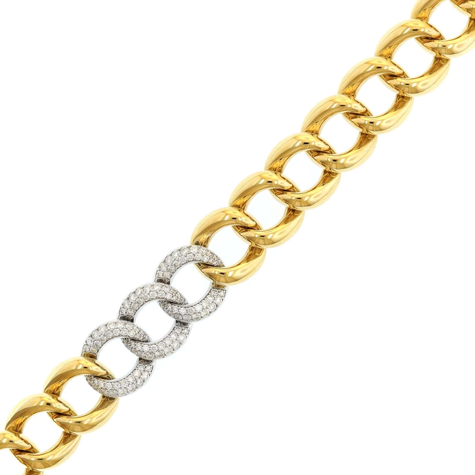 Leo Pizzo 18K Two-Tone Gold Pave Diamond Link Bracelet - Image 2