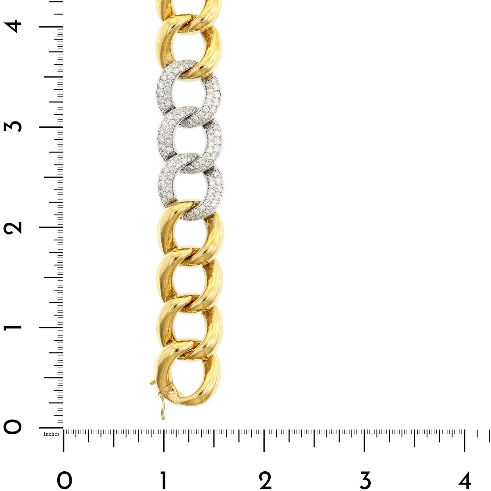 Leo Pizzo 18K Two-Tone Gold Pave Diamond Link Bracelet - Image 3