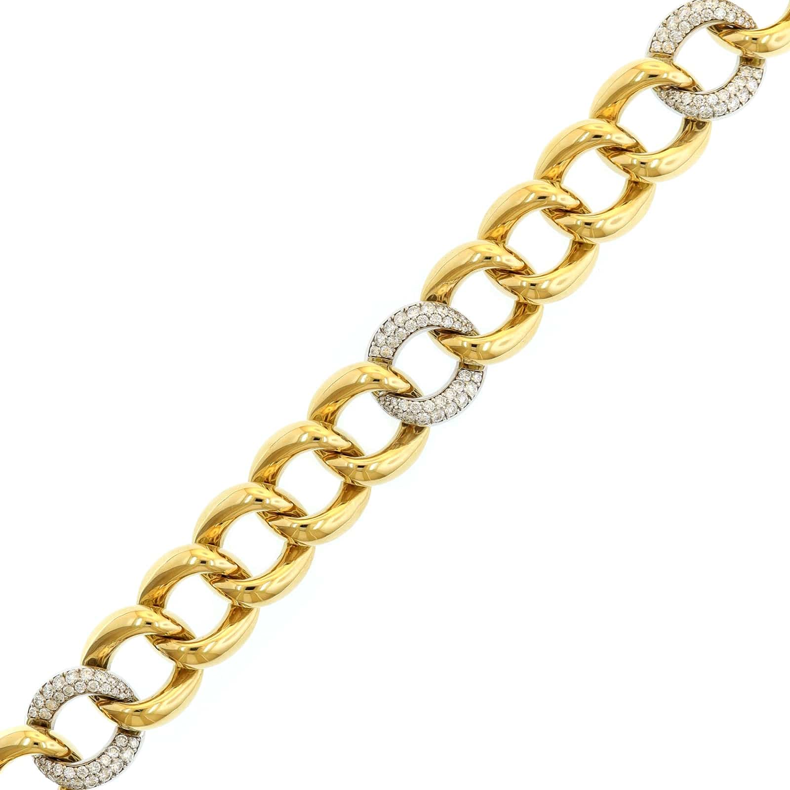 Leo Pizzo 18K Two-Tone Gold Pave Diamond Link Bracelet - Image 2