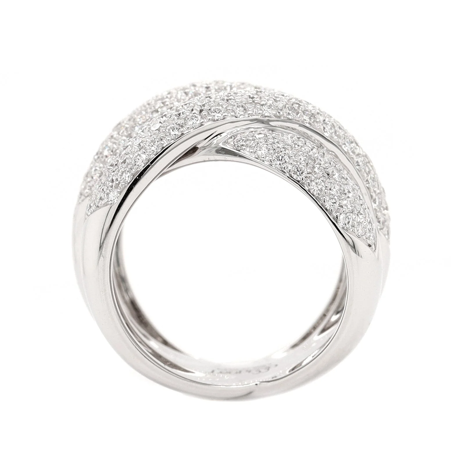 Leo Pizzo 18K White Gold 4 Row Wide Pave Diamond Ring - Image 3