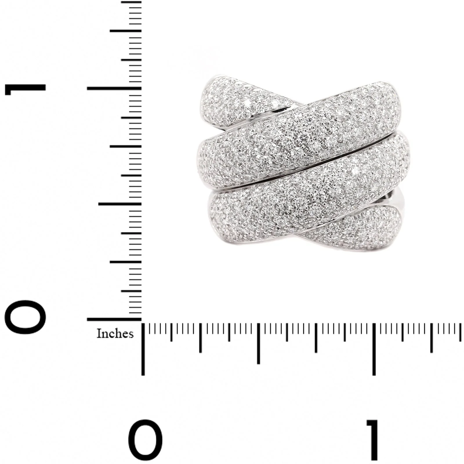 Leo Pizzo 18K White Gold 4 Row Wide Pave Diamond Ring - Image 4