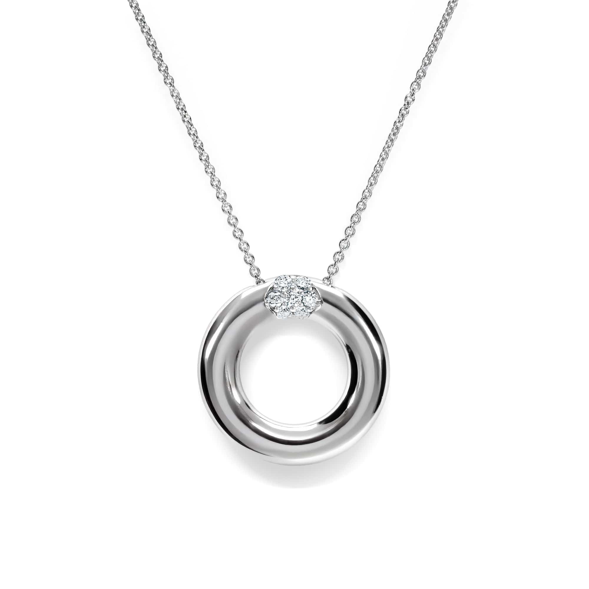 Leo Pizzo 18K White Gold Diamond Circle Pendant Necklace