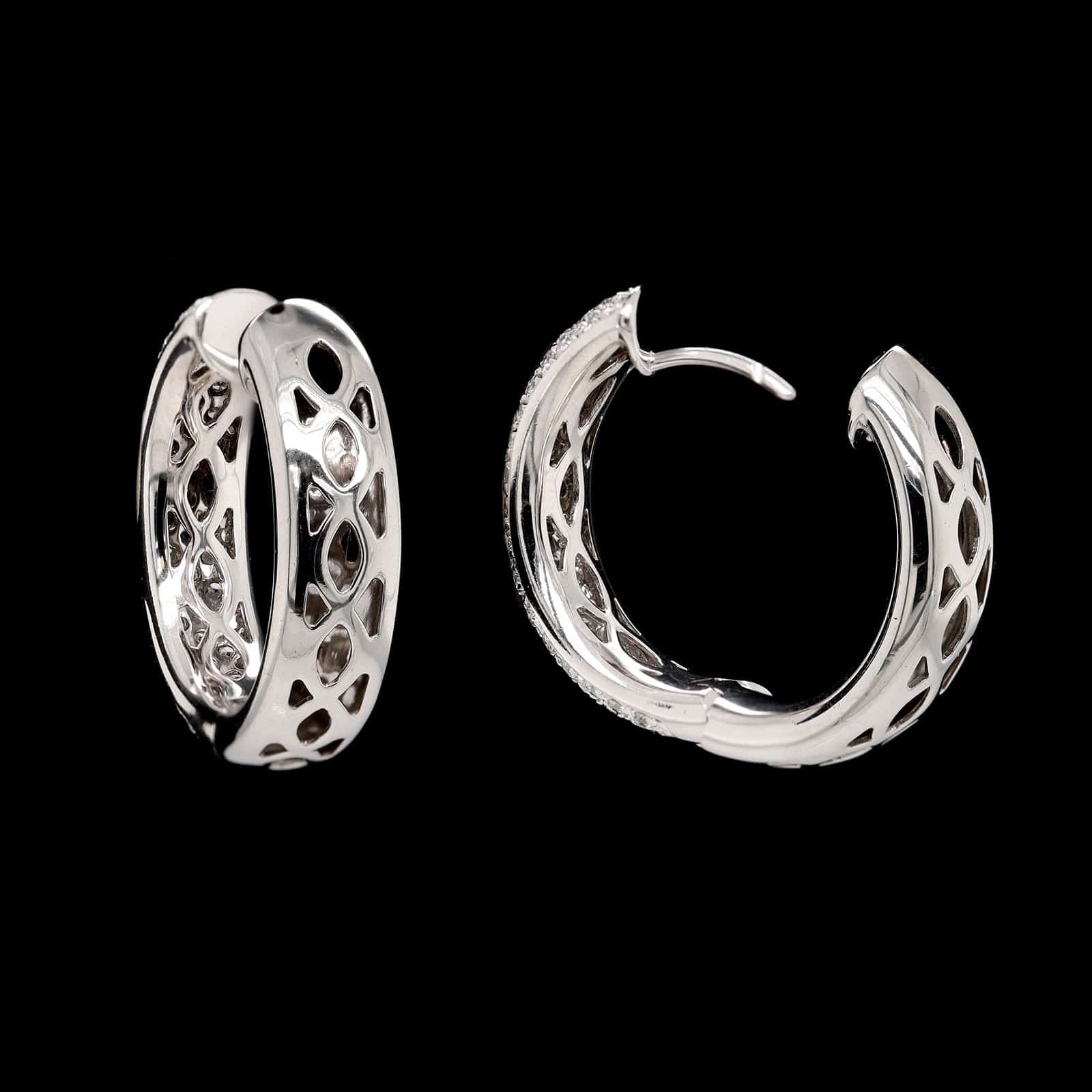 Leo Pizzo 18K White Gold Estate Diamond Hoops - Image 2