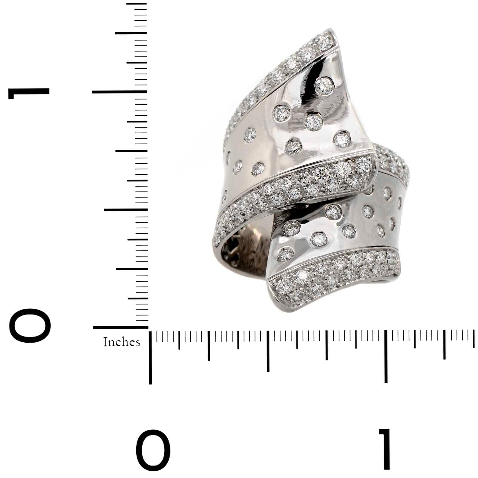 Leo Pizzo 18K White Gold Flush and Pave Set Diamond Bypass Ring - Image 3