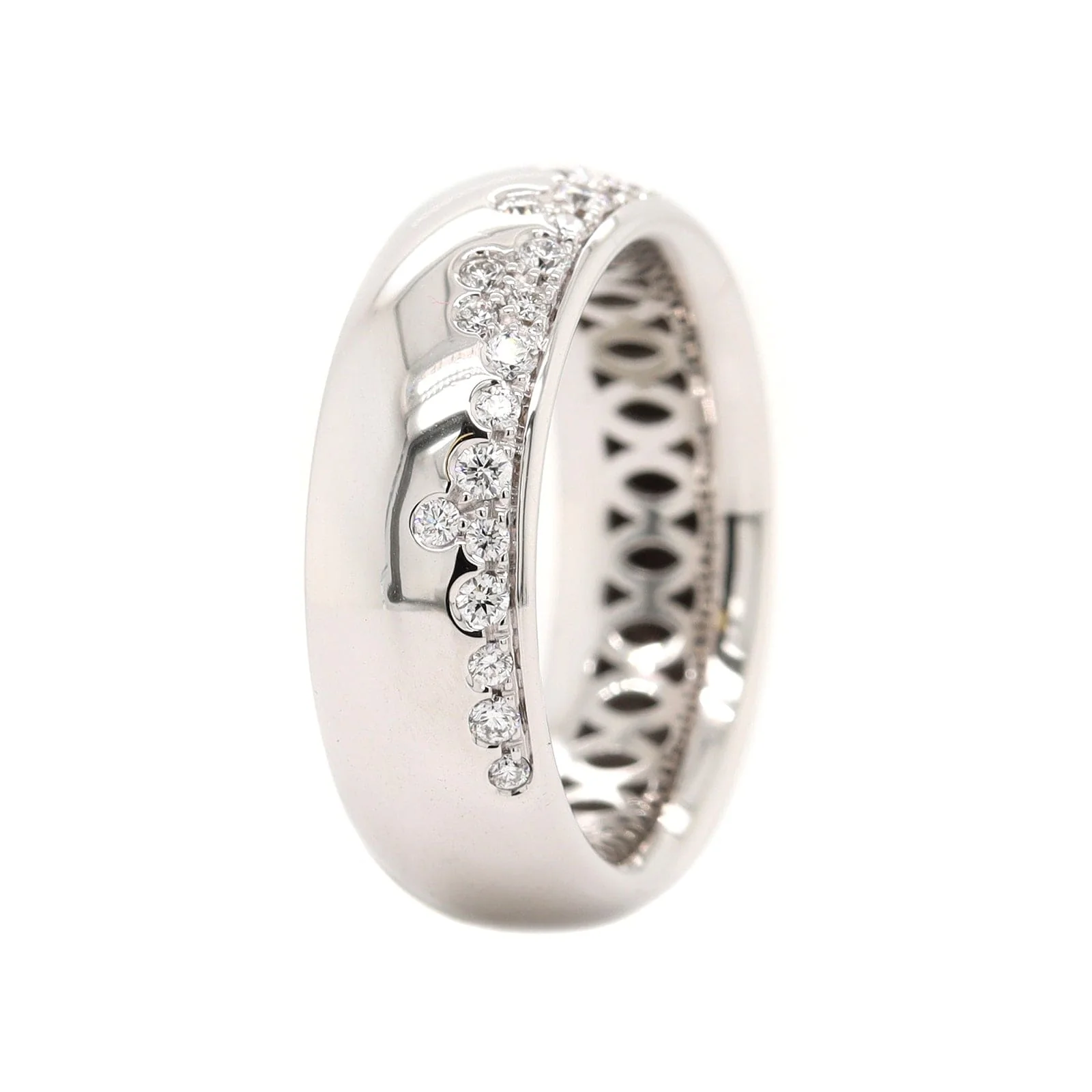 Leo Pizzo 18K White Gold Flush and Star Set Diamond Ring - Image 2