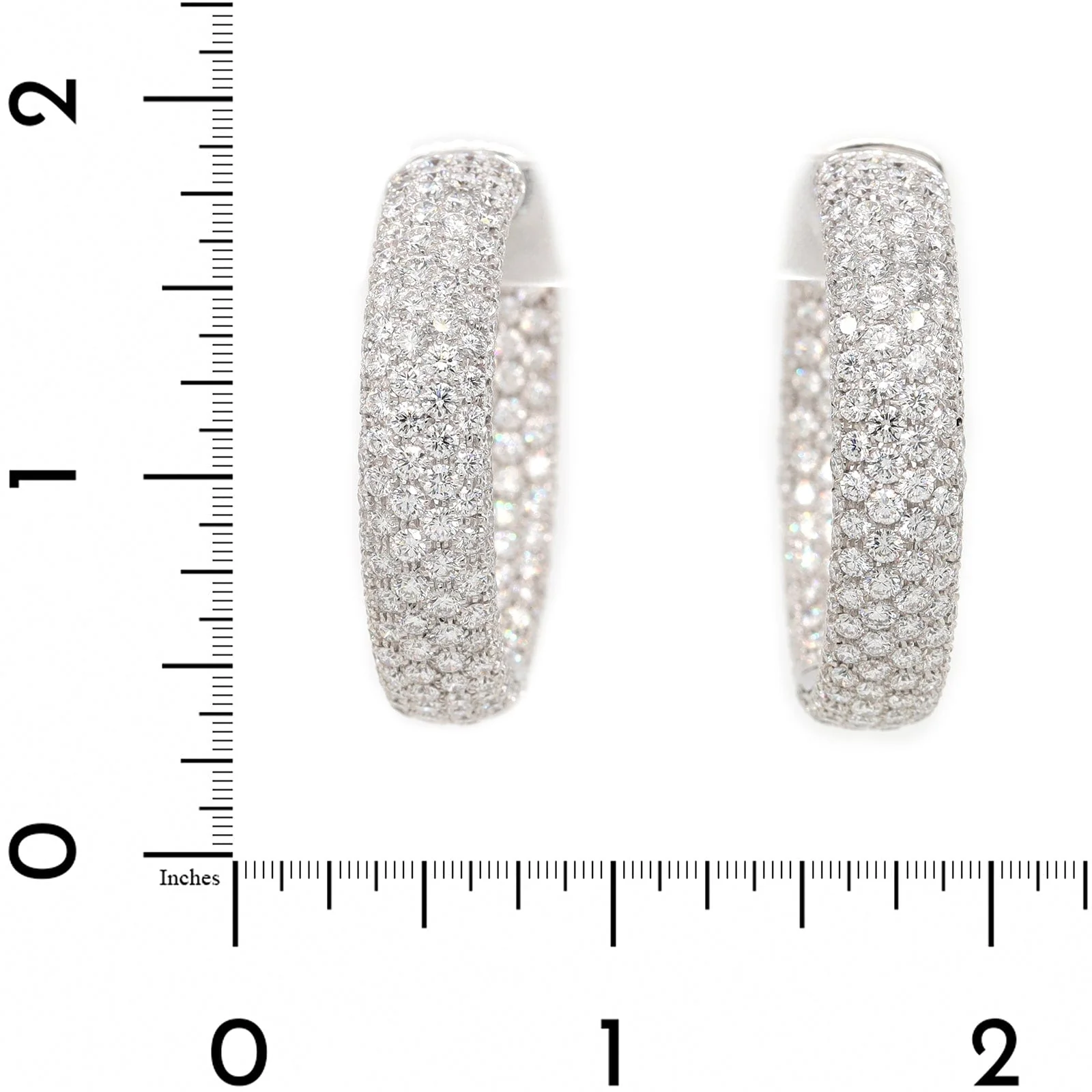 Leo Pizzo 18K White Gold Inside Out Pave Diamond Wide Round Hoop Earrings - Image 2