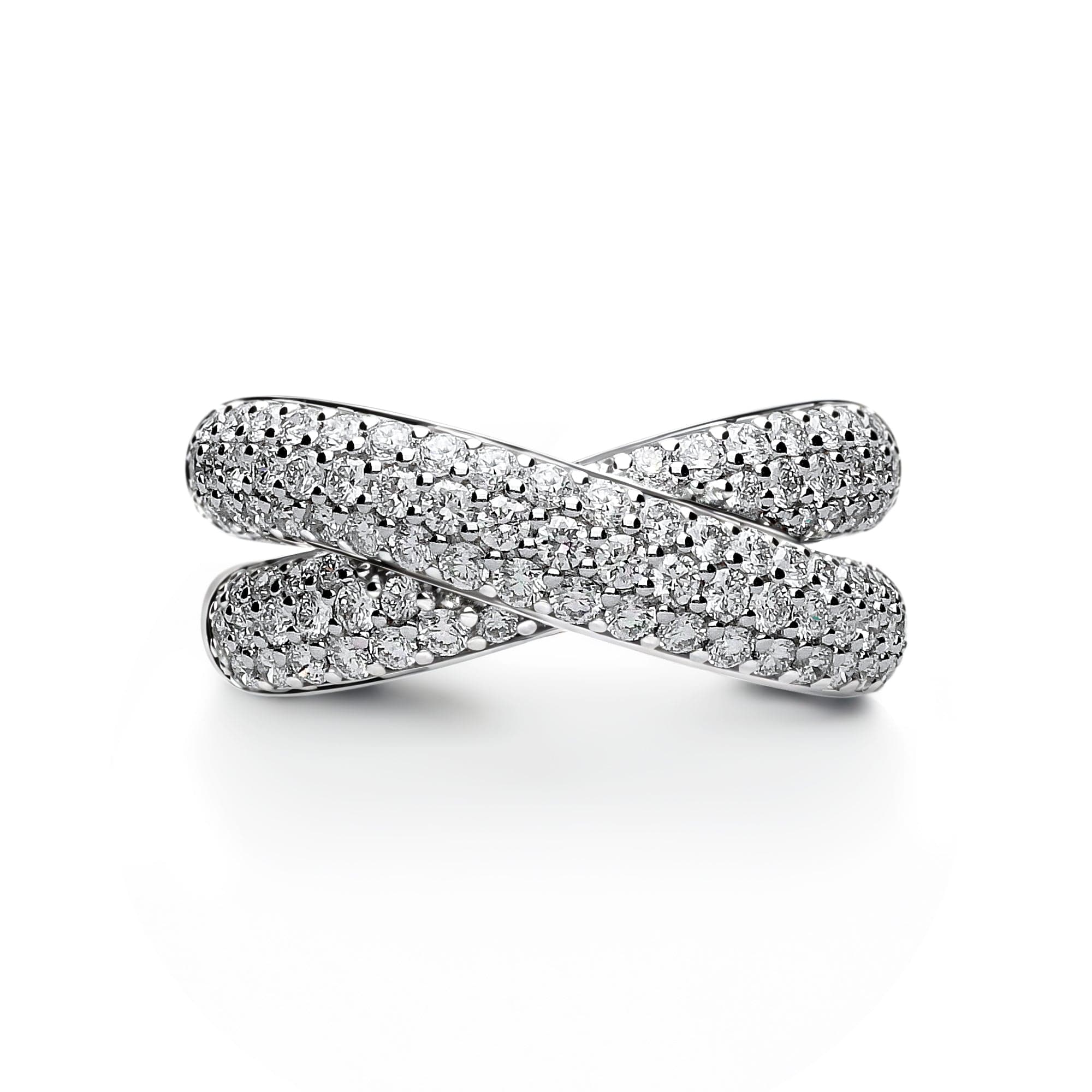Leo Pizzo 18K White Gold Pave Diamond Crossover Ring