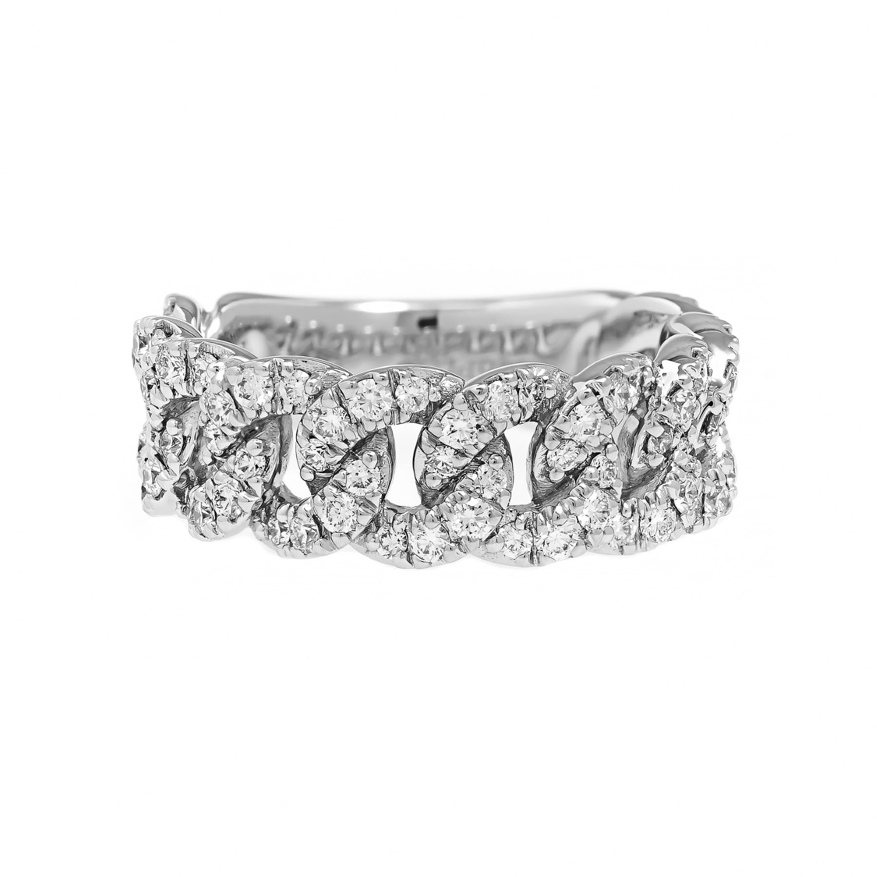 Leo Pizzo 18K White Gold Pave Diamond Curb Link Ring