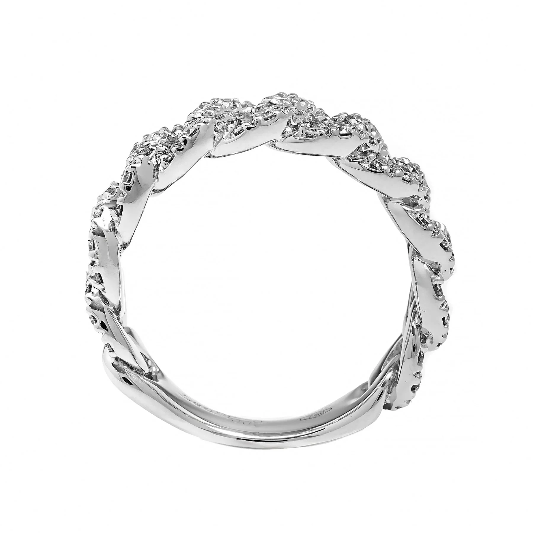Leo Pizzo 18K White Gold Pave Diamond Curb Link Ring - Image 3
