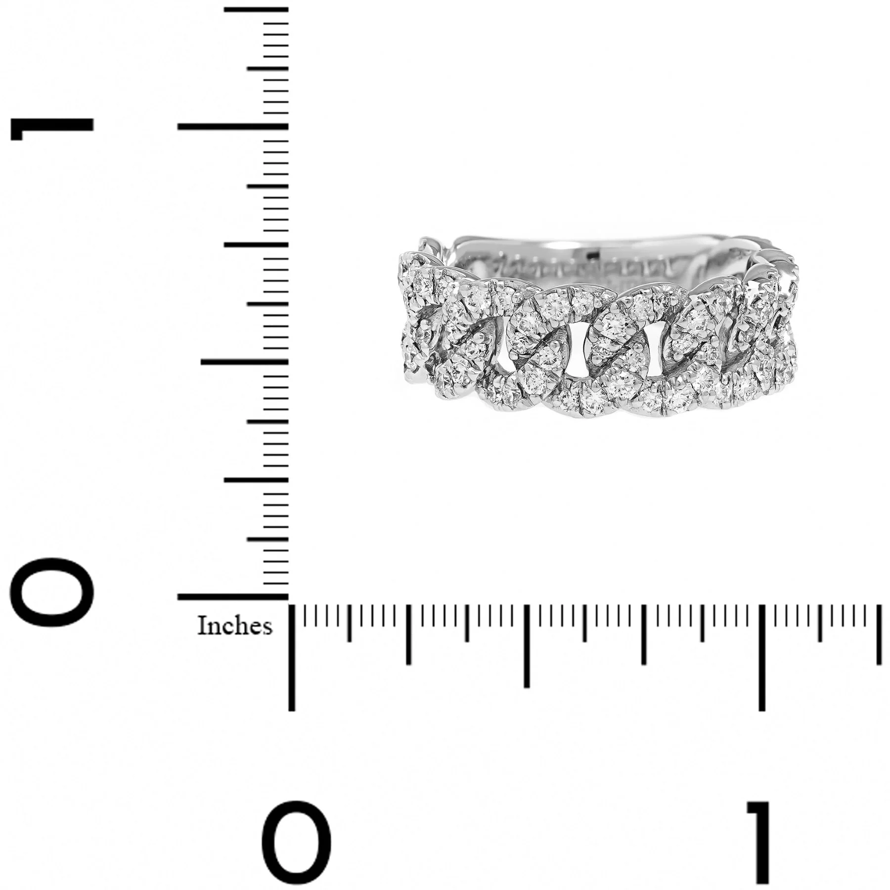 Leo Pizzo 18K White Gold Pave Diamond Curb Link Ring - Image 4