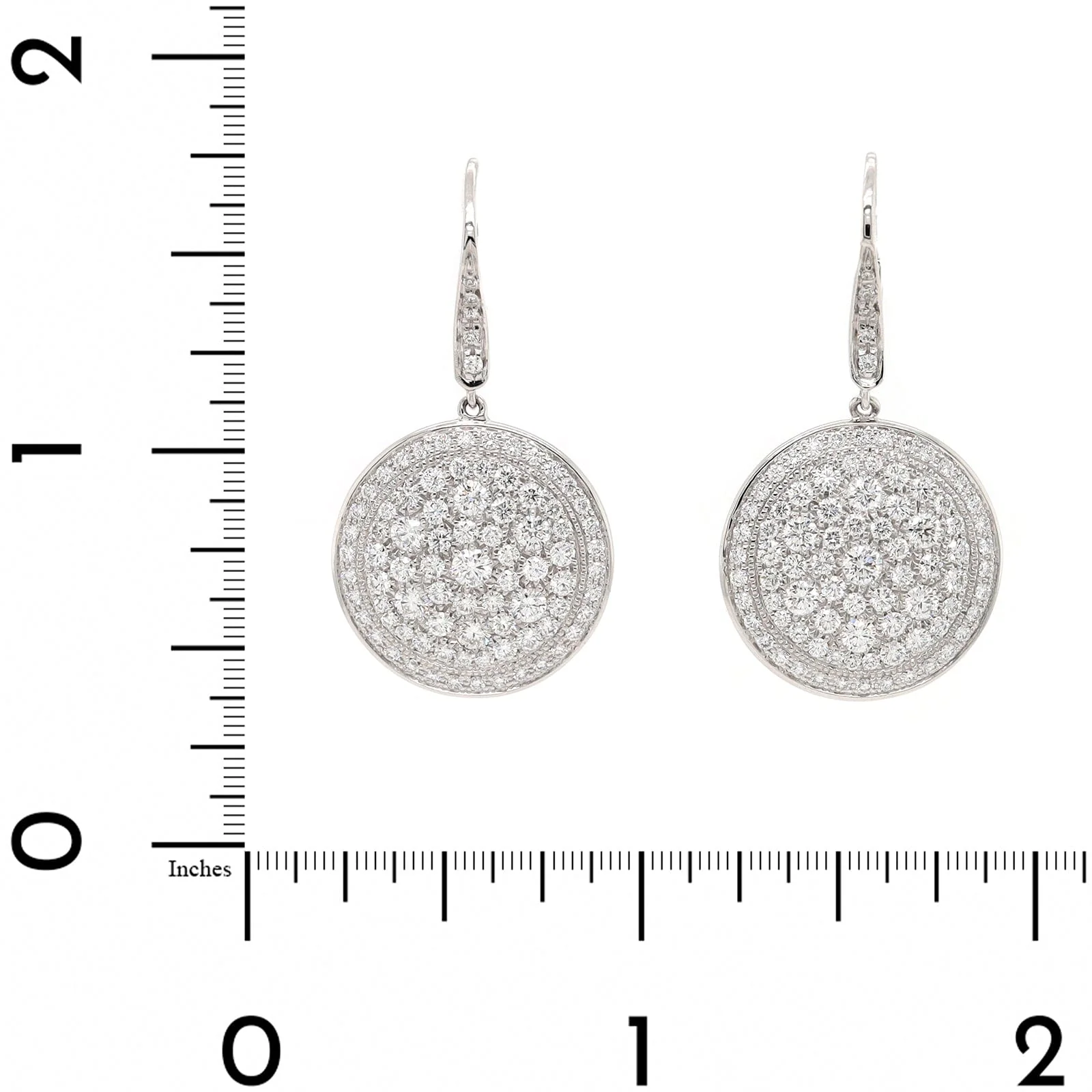 Leo Pizzo 18K White Gold Pave Diamond Disc Drop Earrings - Image 2