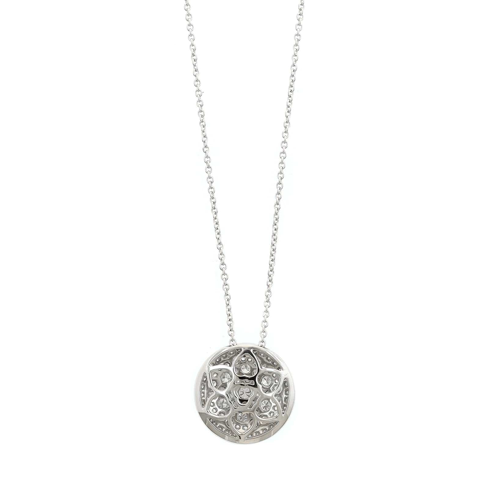 Leo Pizzo 18K White Gold Pave Diamond Disc Pendant Necklace - Image 2