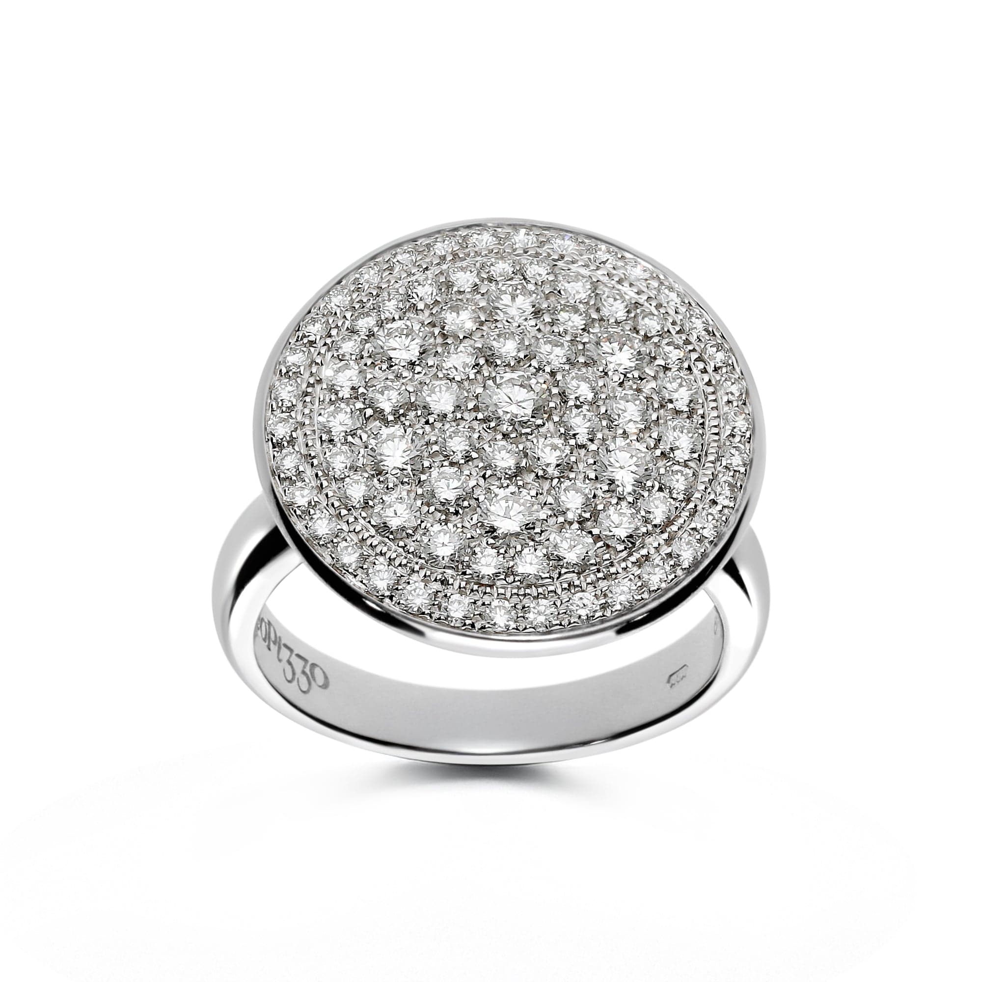 Leo Pizzo 18K White Gold Pave Diamond Disc Ring