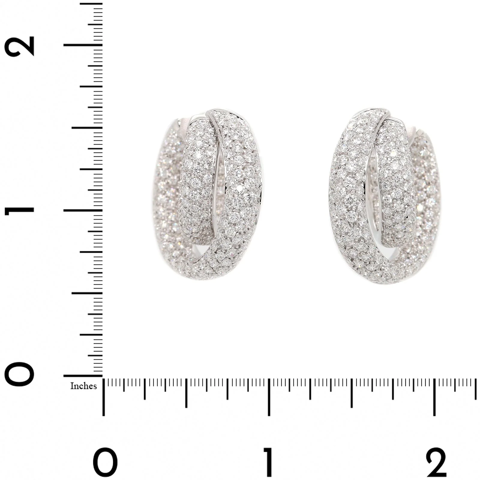 Leo Pizzo 18K White Gold Pave Diamond Double Hoop Earrings - Image 2