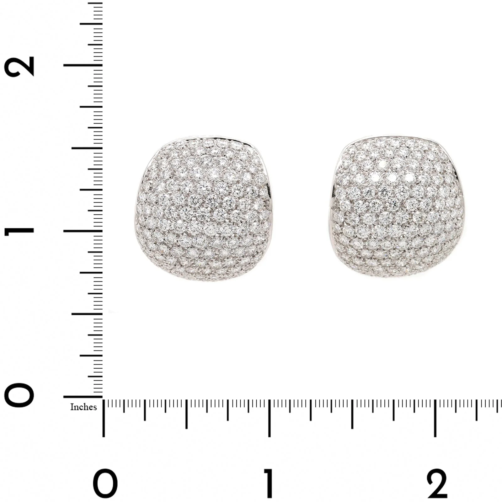 Leo Pizzo 18K White Gold Pave Diamond Large Dome Stud Earrings - Image 2