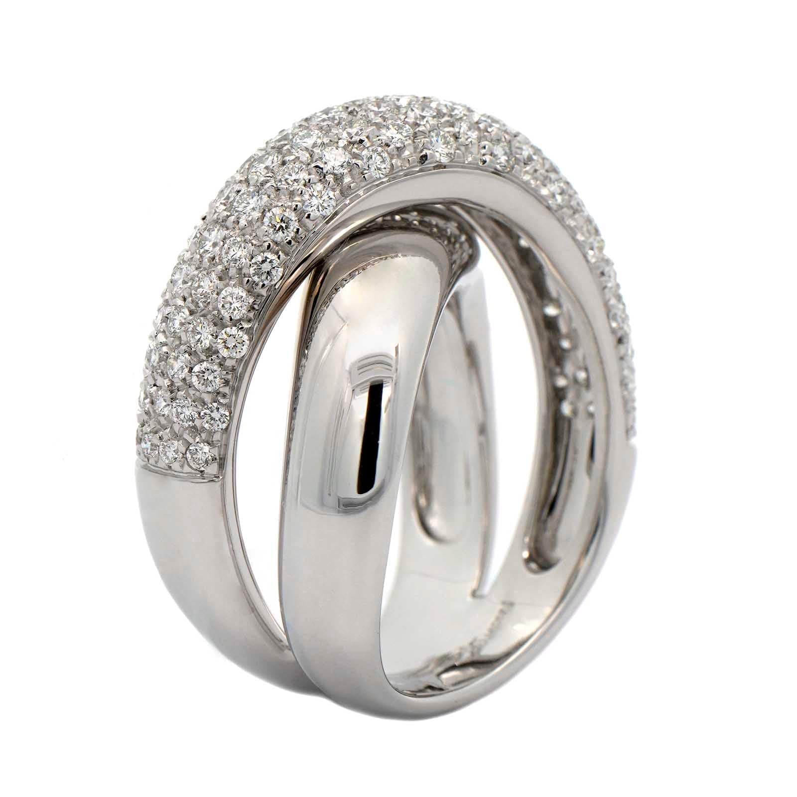 Leo Pizzo 18K White Gold Pave Diamond X Ring - Image 2