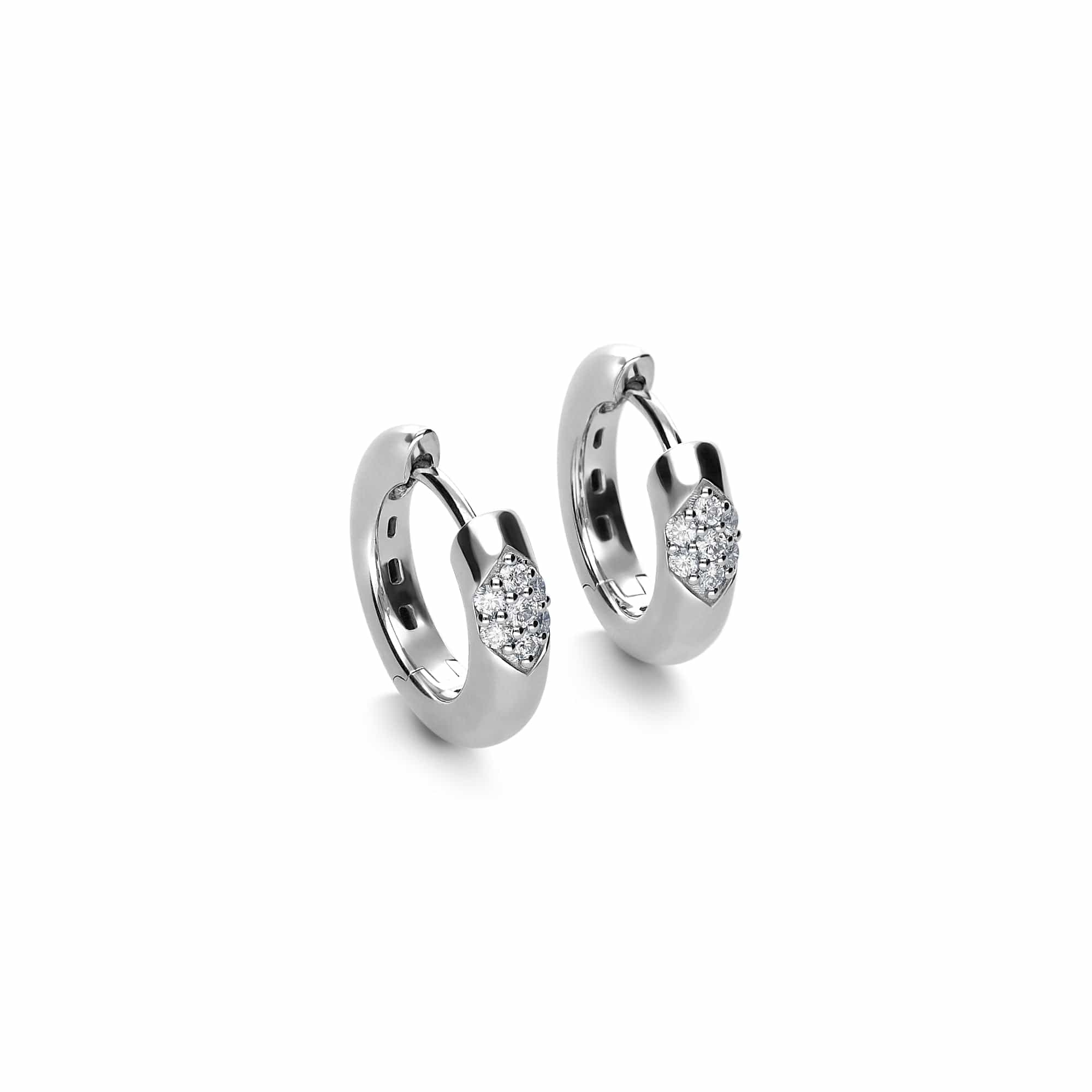 Leo Pizzo 18K White Gold Small Pave Diamond Huggie Earrings