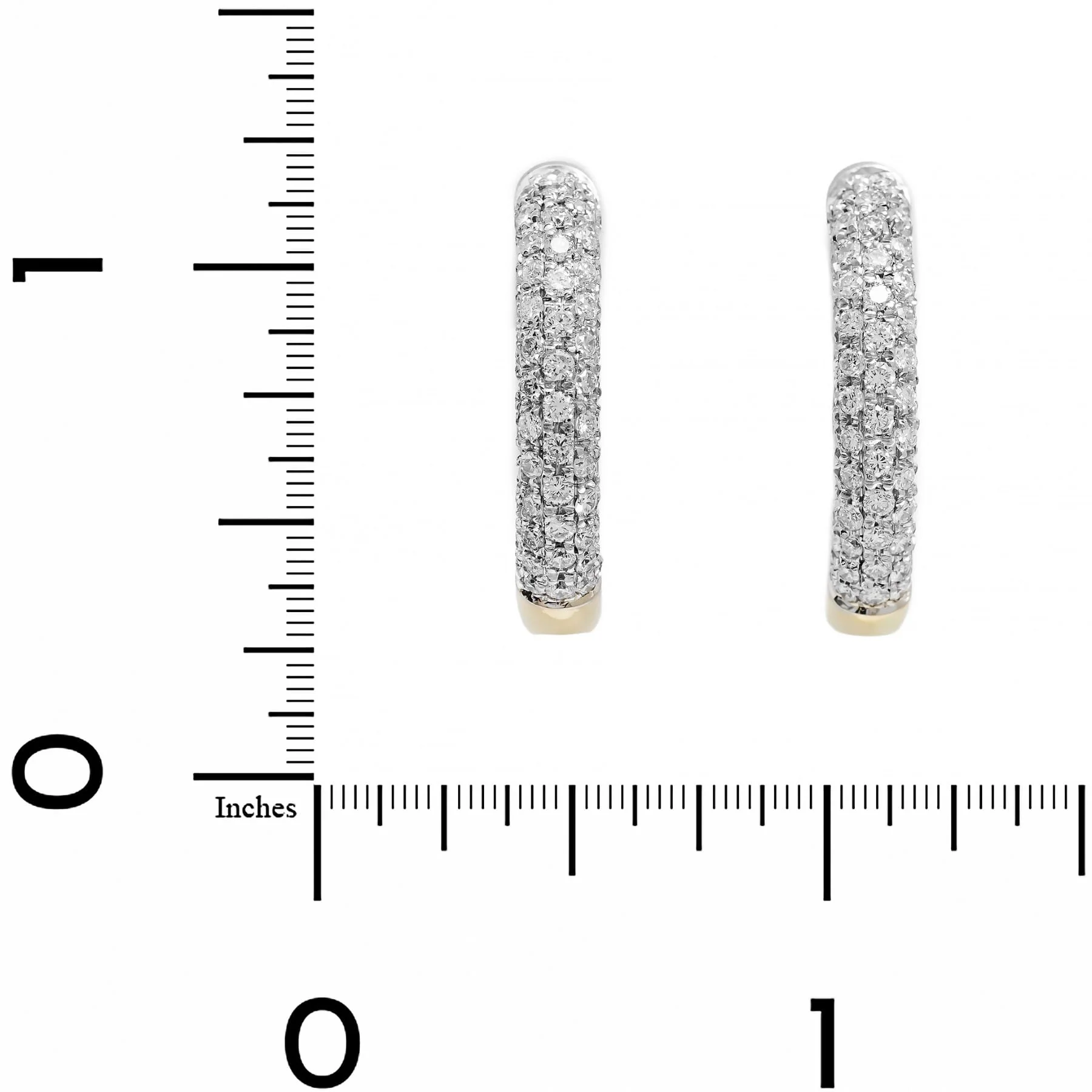 Leo Pizzo 18K Yellow and White Gold Pave Diamond Round Hoop Earrings - Image 2