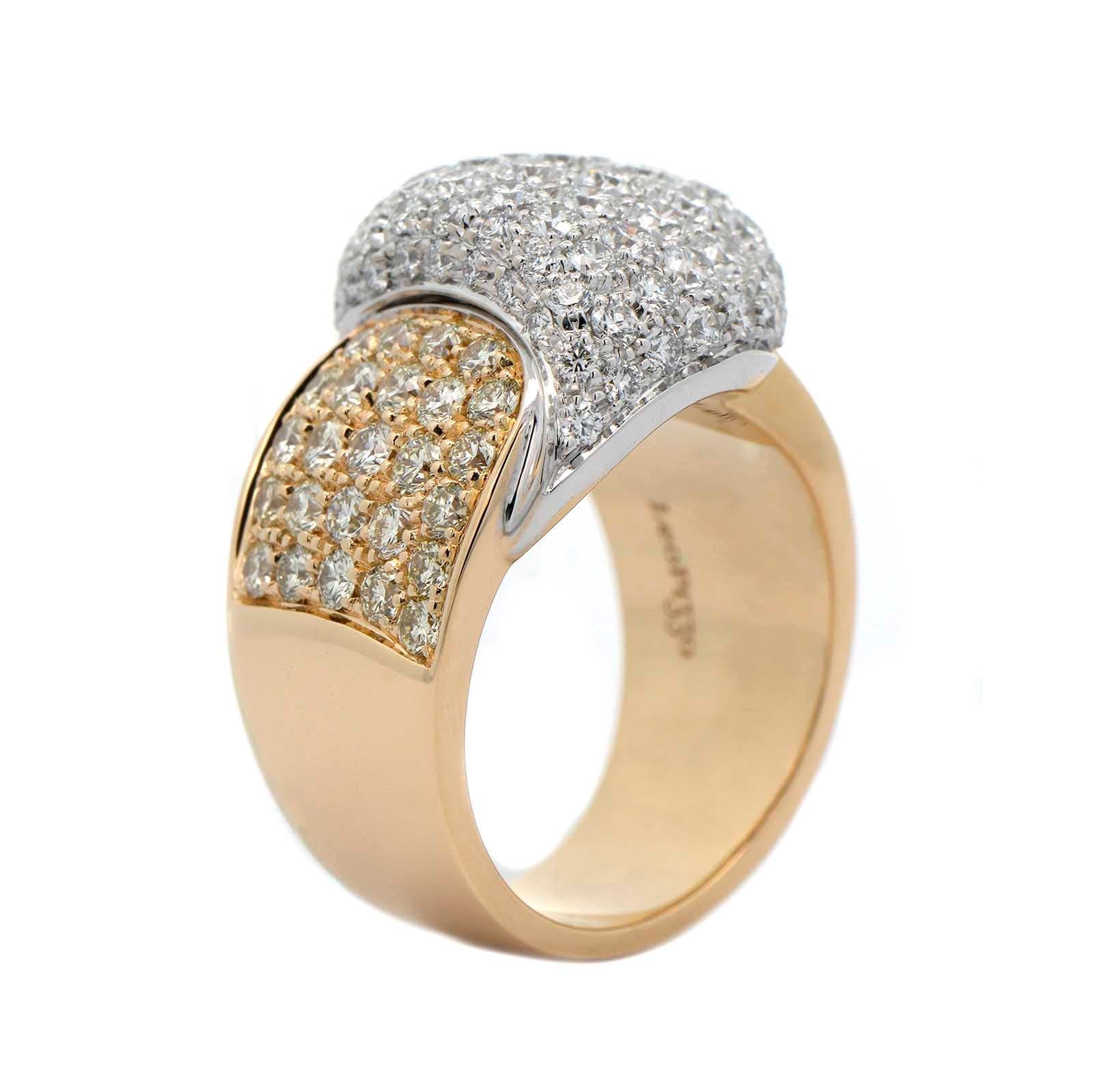 Leo Pizzo 18K Yellow and White Gold Pave Diamond Wide Ring - Image 2