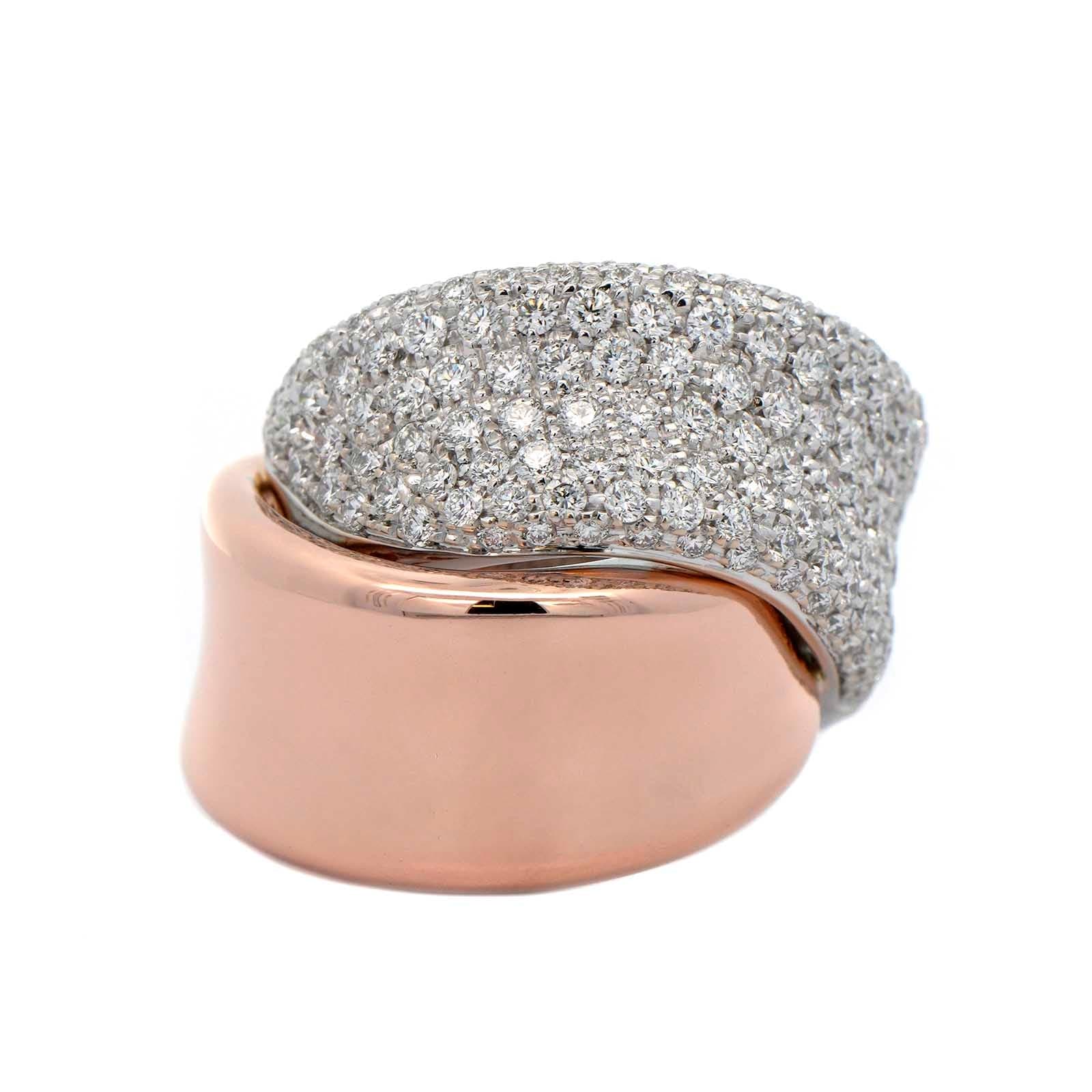 Leo Pizzo 18K Yellow and White Gold Pave Diamond Wide X Ring